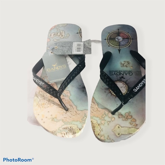 Gandys flip flop in blue map print - Picture 3 of 9